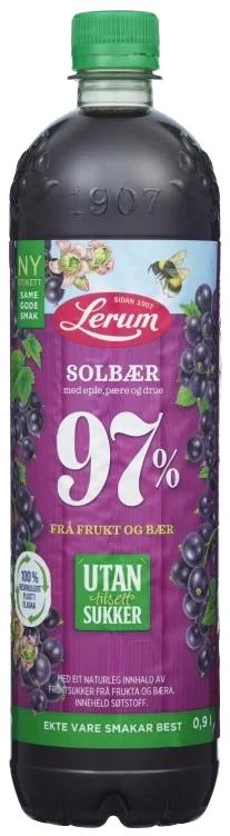 Solbærsaft Utan Tilsett Sukker 0.9l