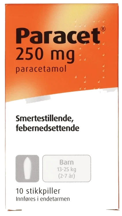 Paracet Stikkpille Barn 250mg 10stk