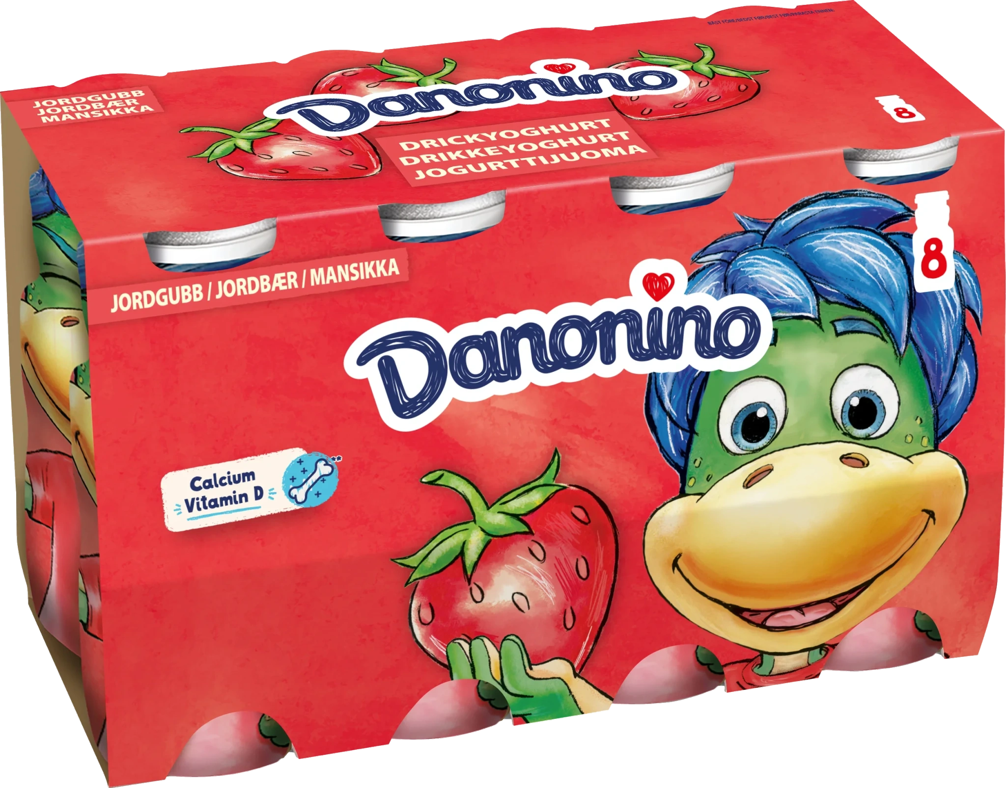 Drickyoghurt Dino Jordgubb 1,6% 8-pack