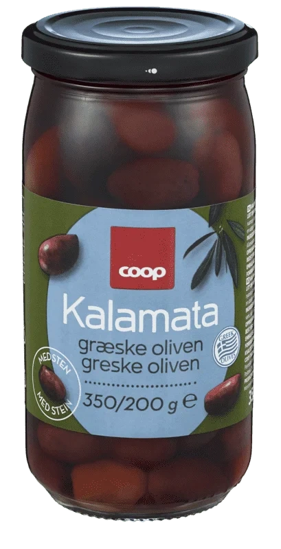 Coop Kalamata Gresk Oliven med Sten 350g
