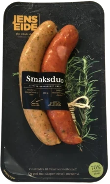 Duo Nordisk Urtepølse og Jaktpølse 230g Jens Eide