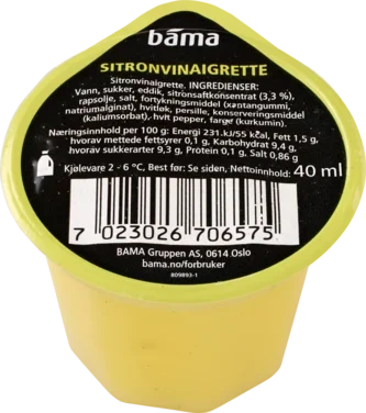 Dressing Sitronvinaigrette 40g Bama Salatbar