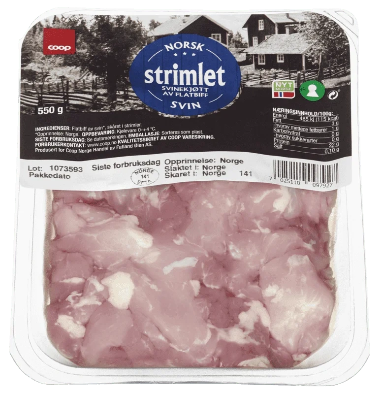 Coop Strimlet Svinekjøtt 550g