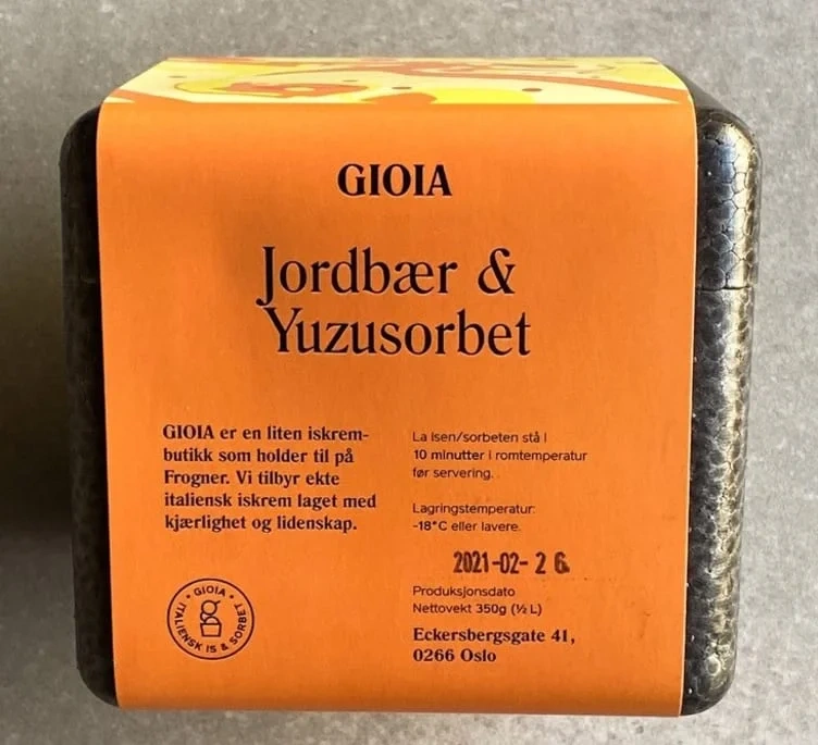 Gioia Jordbær Yuzusorbet