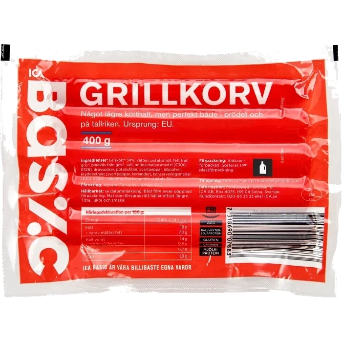 Grillkorv 400g ICA Basic