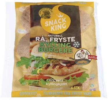 Dsh Snack King Kyllingburger Naturell (130gx6) 780g Fr