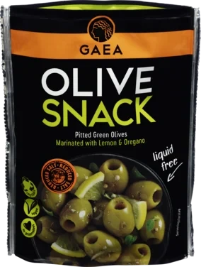 Oliven Grønne Oregano&Sitron Snack pakke 65g Gaea