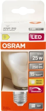 Lyspære Led Cl A 25 Matt Dim 827 E27 Osram