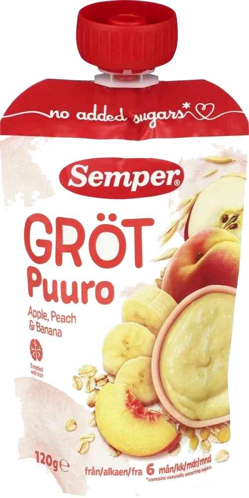 Grøt med eple og fersken