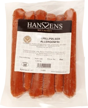 Grillpølser Allergenfri Pk Kjøl Hanssens