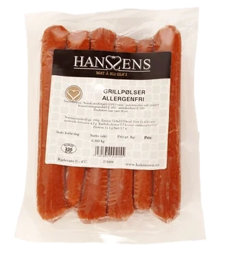 Grillpølser Allergenfri Pk Kjøl Hanssens