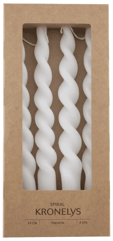 Moda Kronelys Spiral Hvit 24cm