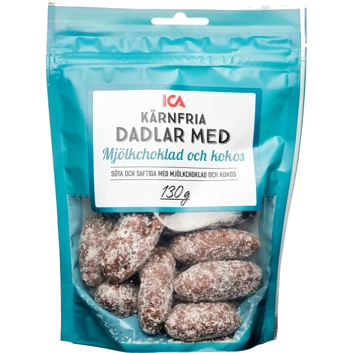 Dadlar mjölkchoklad och kokos 130g Klass 1 ICA