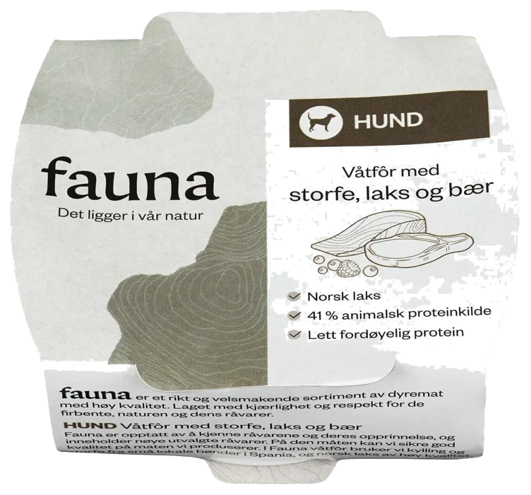 Fauna Hund Våtfor Storfe&Bær 100g