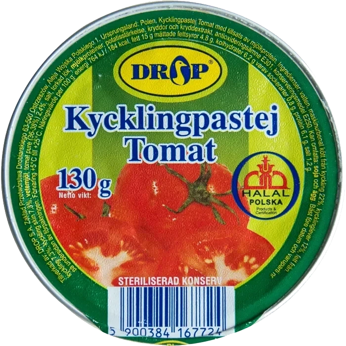 Kycklingpaté med tomat Halal 130g Drop