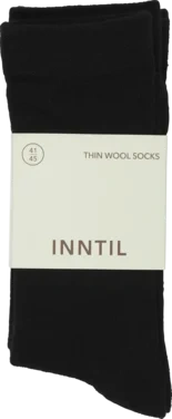 Thin Wool Socks, 2 Pairs, Black, 41-45