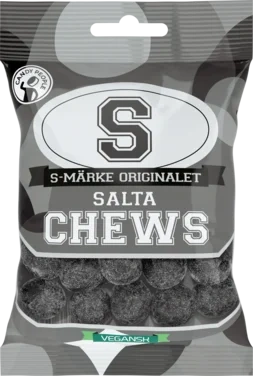 S-märke Salte Chews Salte Drasjerte Salmiakkuler 70g