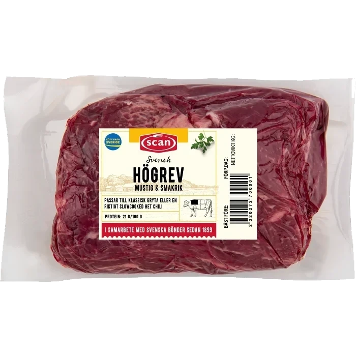 Högrev av nöt i bit ca 1,2kg Scan
