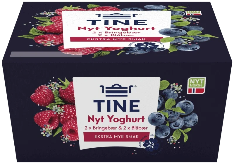 Tine Yoghurt Nyt Blåbær/bringebær 4x125g