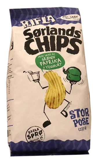 Sørlandschips Grønn Paprika&Yoghurt 225g