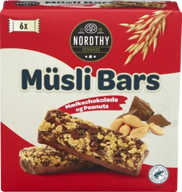 Nordthy Müsli Bars Peanuts & Mælkechokolade 6-pack (rød) 150g