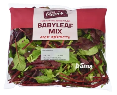 Babyleaf Mix med rødbete 90 g Ferdig Preppa