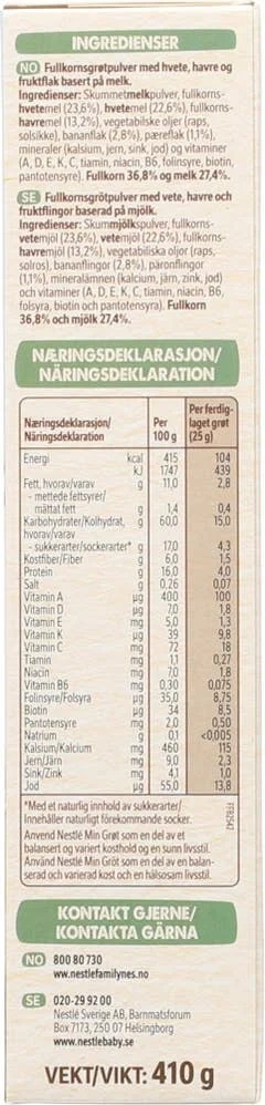 Min Fullkornsgrøt Pære og banan