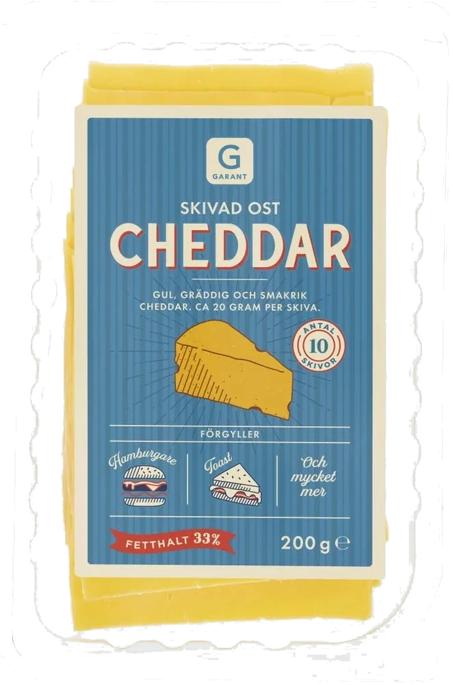 Cheddar Skivad Hamburgerost 33%