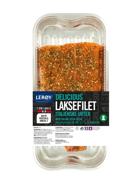 Laksefilet Italienske Urter 650g Lerøy