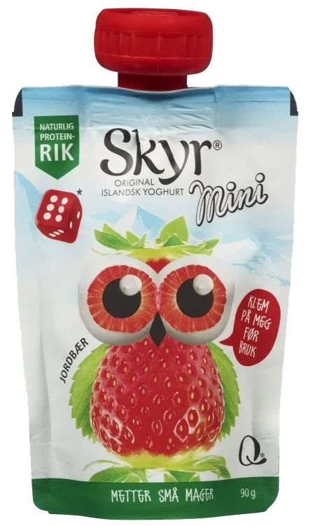 Skyr Mini Jordbær 90g pose Q