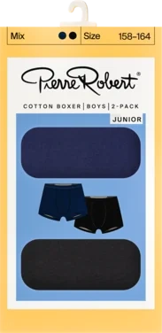 Cotton Boxer Kids Jr Navy+Black 134-140 Pierre Robert