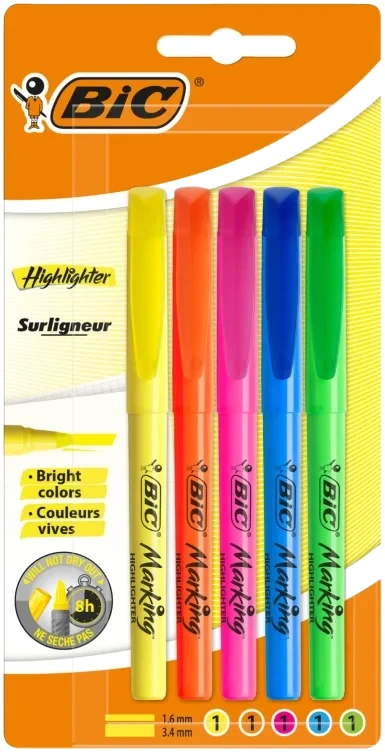 Highlighter-penn med Justerbar Meiselspiss – Assorterte Farger Pakke med 5