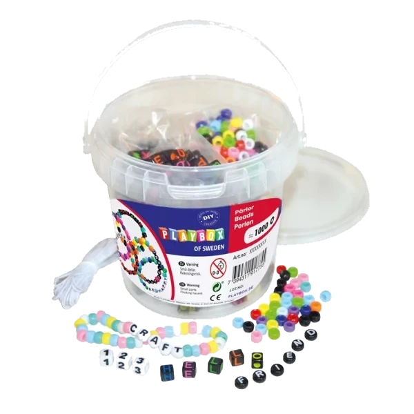 Bokstav Og Kongo Perler I Bøtte 1000 Stk