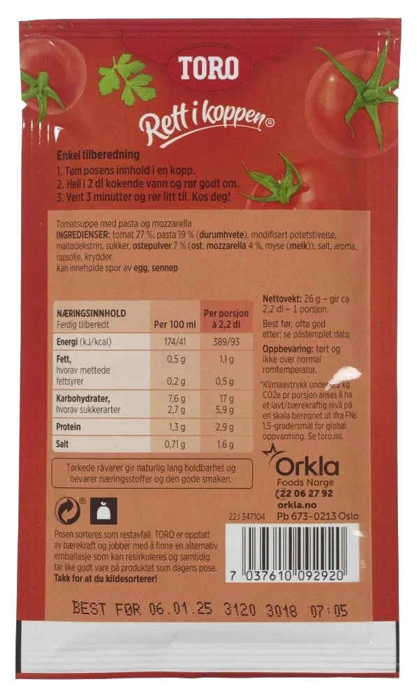 Tomatsuppe med mozzarella
