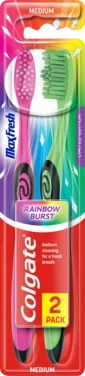 Colgate Tannbørste Max Fresh Rainbow 2pk