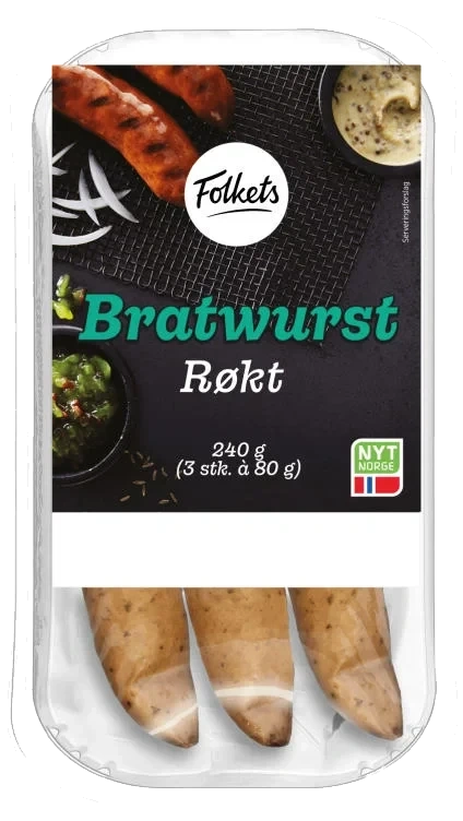 Bratwurst Røkt 240g Folkets