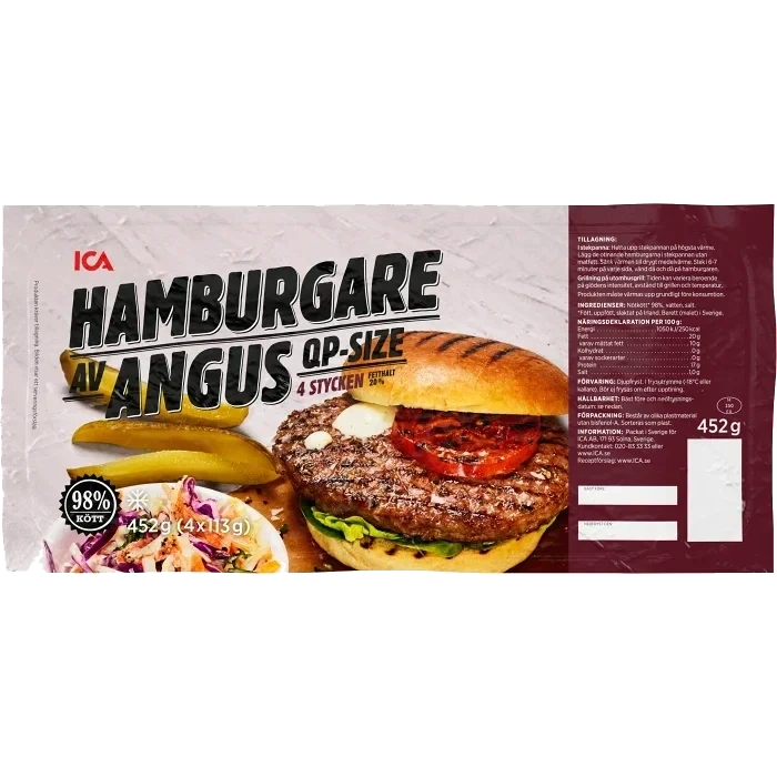 Angusburgare QP-size 4-p 452g ICA