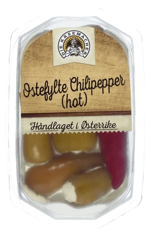 Ostefylt Chilipepper Hot 140g Die-käsemacher