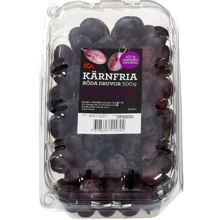 Druvor Crimson Röda kärnfria 500g Klass 1 ICA