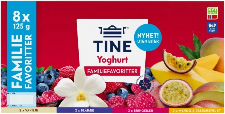 Tine Yoghurt Familiefavoritter 125g 8stk