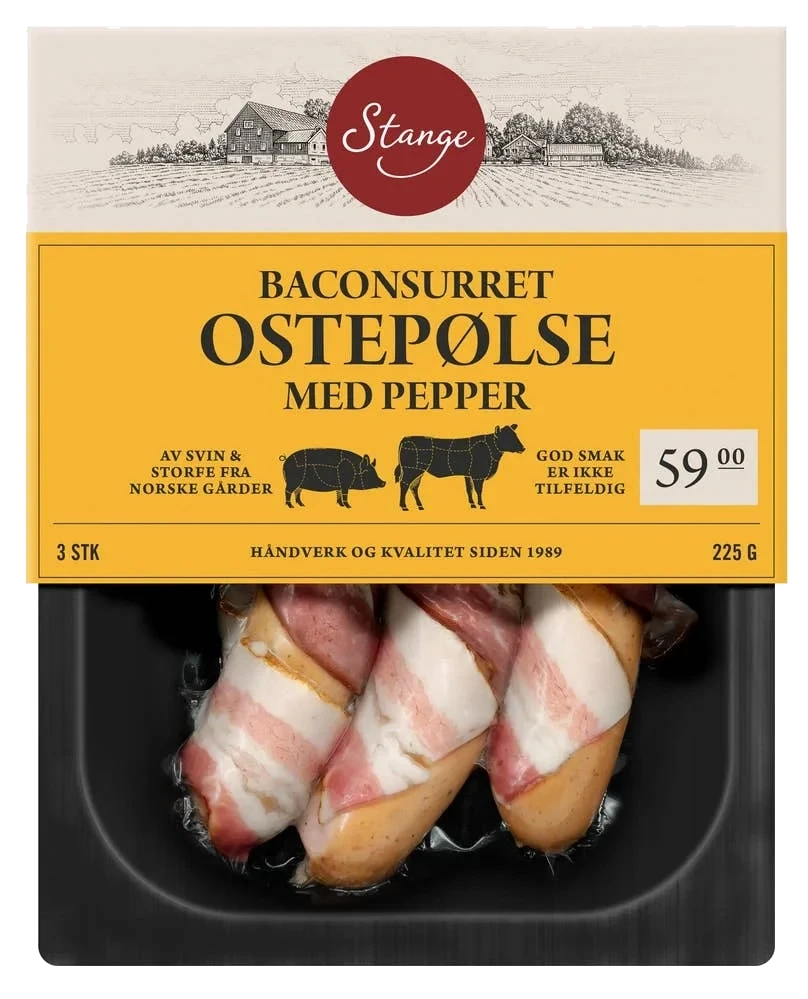 Baconsurret ostepølse
