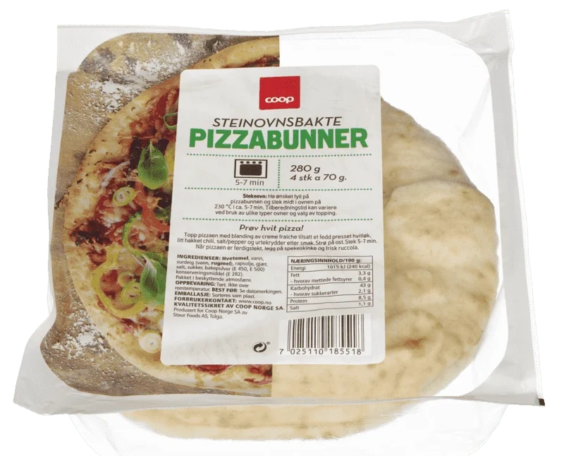 Coop Steinovnsbakte Pizzabunner 4stk