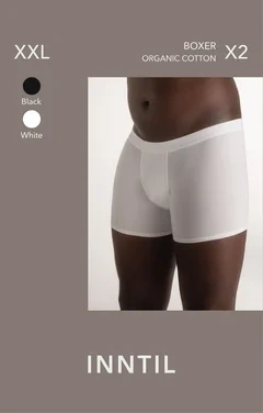 Men's Boxer, 2-pack, Black/white, Xxl