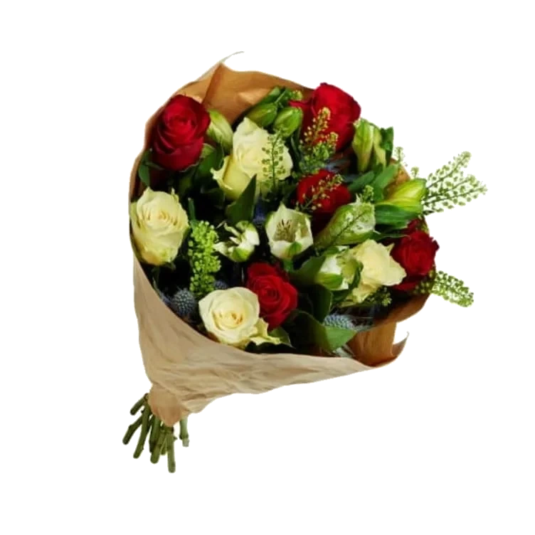 Helgebukett Roser Alstro Eryngium Limonium