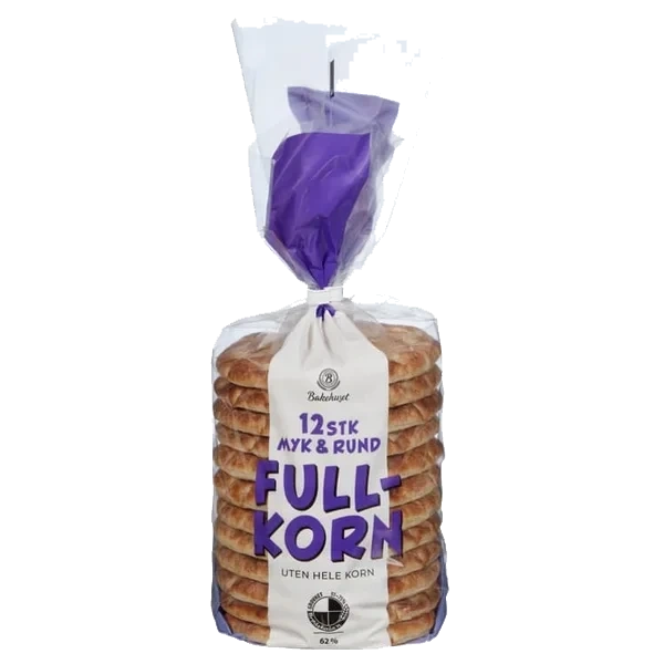 Myk&rund Fullkorn 12stk 450g Bakehuset
