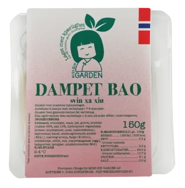 Norskprodusert Dampet Bao Bolle Fylt med Svin Xa Xiu 150g Kjølevare