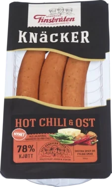 Knacker Hot Chili&Ost 225g Finsbråten
