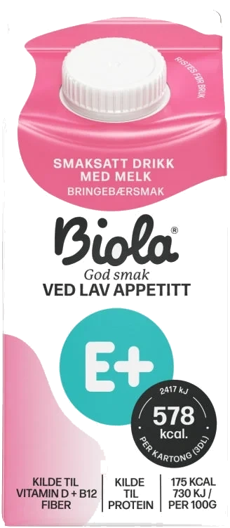 Biola E+ Bringebærsmak 10x300ml Hel Kartong