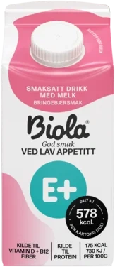 Biola E+ Bringebærsmak 10x300ml Hel Kartong