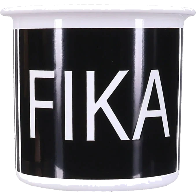 Fika Emaljmugg Svart & Vit